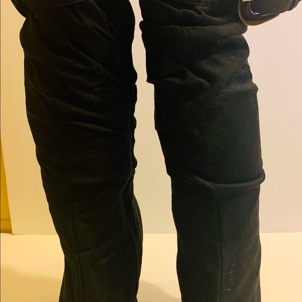 Black Suede Knee High Boots